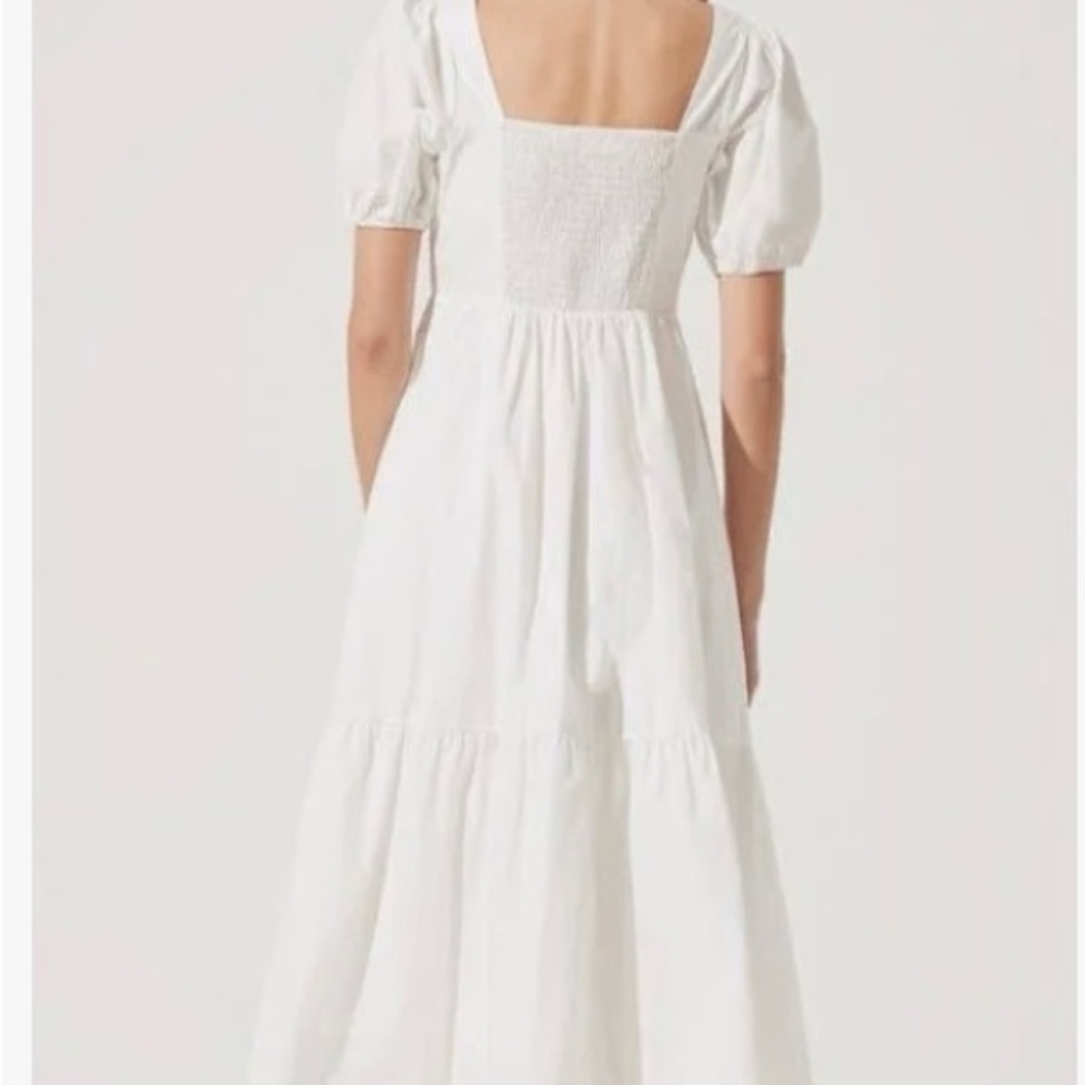 ASTR The Label White Puff Sleeve Cotton Midi Dress | Size S - Picture 2 of 10